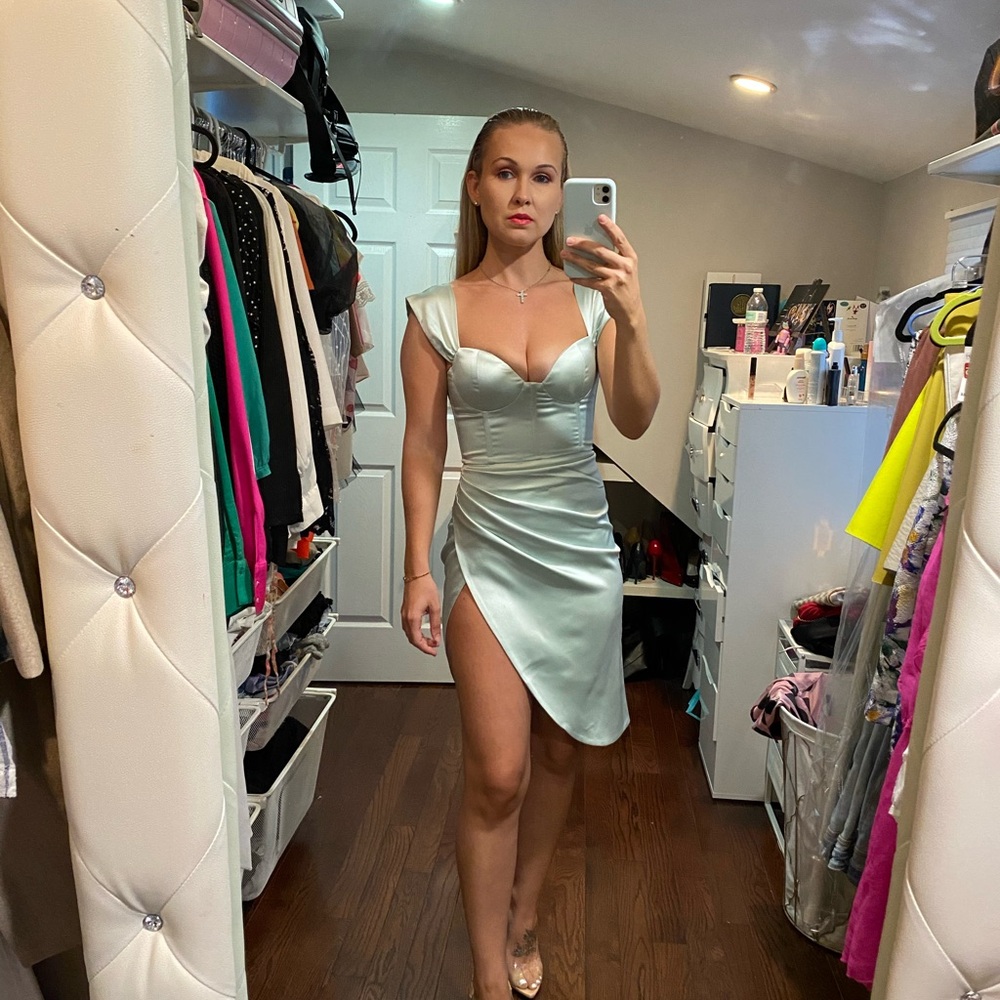 Elegant Satin Dress in Light Green